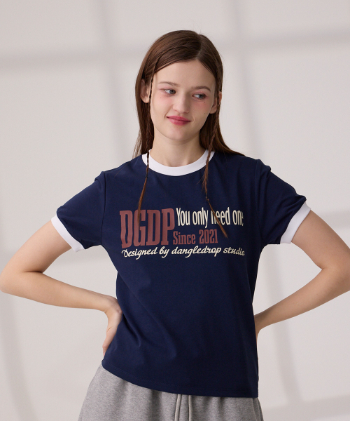DANGLEDROP(ダングルドロップ)の「DGDP YOU NEED リンガーセミクロップ半袖Tシャツネイビー(Tシャツ/カットソー・レディース・その他・FREE)」の3枚目の写真