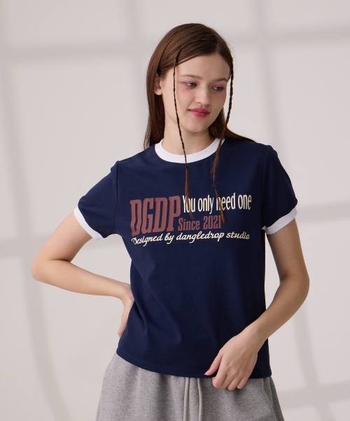 DANGLEDROP(ダングルドロップ)の「DGDP YOU NEED リンガーセミクロップ半袖Tシャツネイビー(Tシャツ/カットソー・レディース・その他・FREE)」の4枚目の写真