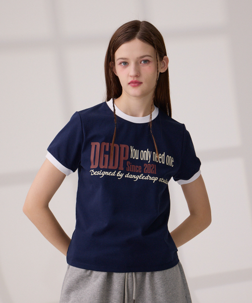 DANGLEDROP(ダングルドロップ)の「DGDP YOU NEED リンガーセミクロップ半袖Tシャツネイビー(Tシャツ/カットソー・レディース・その他・FREE)」の5枚目の写真