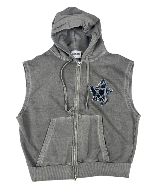 SK8ER ROCK(スケーターロック)の「Doodle Star Pigment Hood Zip-up (Gray)(ベスト・レディース・その他・ONE SIZE)」の1枚目の写真