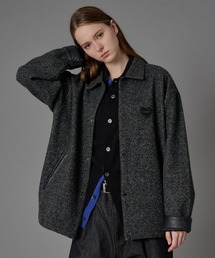 ONCILY | HEART LOGO CHAMBRAY KNIT BLOUSON / ハートロゴシャンブレーニットブルゾン(ブルゾン)