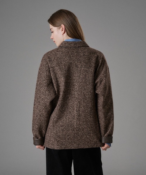 ONCILY（オンシェリー）の「HEART LOGO CHAMBRAY KNIT BLOUSON / ハートロゴシャンブレーニットブルゾン（ブルゾン・メンズ・ブラック/ブラウン・SMALL/MEDIUM/LARGE）」の22枚目の写真