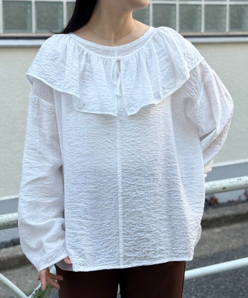 FRIPIER（フリピエ）の「《FRIPIER》フリルエリツキシャツTee（シャツ/ブラウス・レディース・イエロー/ホワイト・FREE）」の3枚目の写真