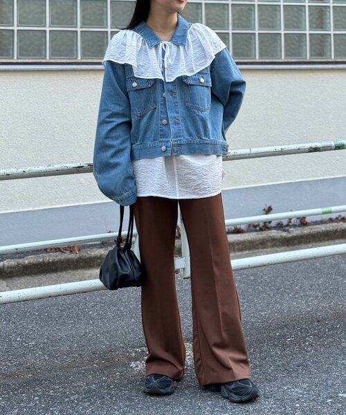 FRIPIER（フリピエ）の「《FRIPIER》フリルエリツキシャツTee（シャツ/ブラウス・レディース・イエロー/ホワイト・FREE）」の5枚目の写真