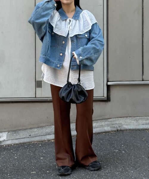 FRIPIER（フリピエ）の「《FRIPIER》フリルエリツキシャツTee（シャツ/ブラウス・レディース・イエロー/ホワイト・FREE）」の6枚目の写真