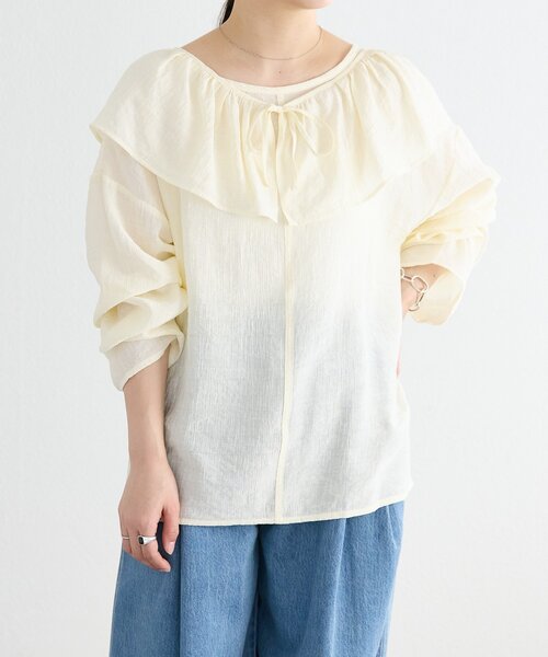 FRIPIER（フリピエ）の「《FRIPIER》フリルエリツキシャツTee（シャツ/ブラウス・レディース・イエロー/ホワイト・FREE）」の8枚目の写真