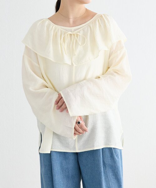 FRIPIER（フリピエ）の「《FRIPIER》フリルエリツキシャツTee（シャツ/ブラウス・レディース・イエロー/ホワイト・FREE）」の11枚目の写真