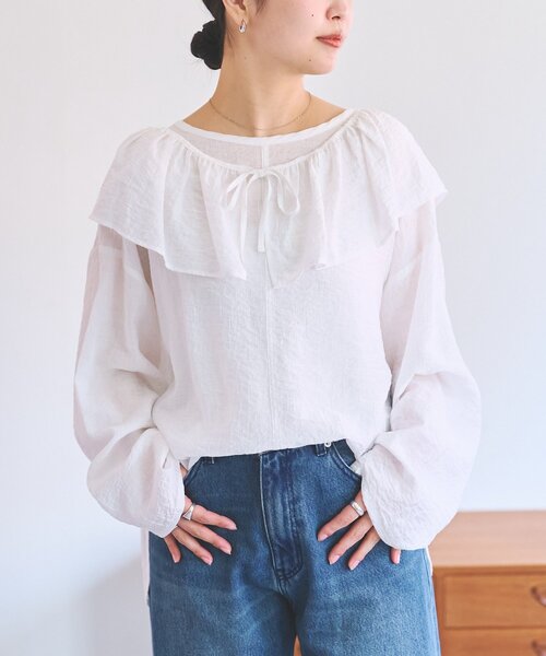 FRIPIER（フリピエ）の「《FRIPIER》フリルエリツキシャツTee（シャツ/ブラウス・レディース・イエロー/ホワイト・FREE）」の17枚目の写真