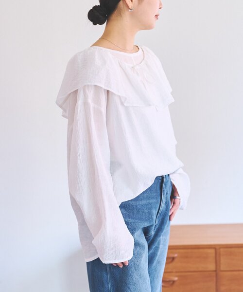 FRIPIER（フリピエ）の「《FRIPIER》フリルエリツキシャツTee（シャツ/ブラウス・レディース・イエロー/ホワイト・FREE）」の18枚目の写真