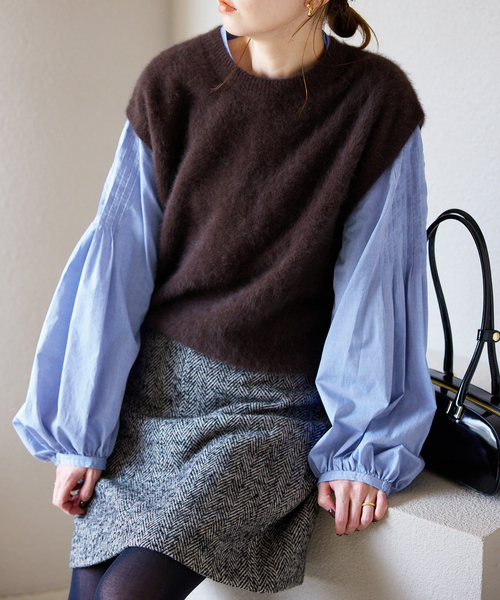 SLOBE IENA（スローブイエナ）の「《WEB限定/追加2》ピンタックバルーンスリーブブラウス（シャツ/ブラウス・レディース・ホワイト/ブルー/チャコールグレー・FREE）」の19枚目の写真