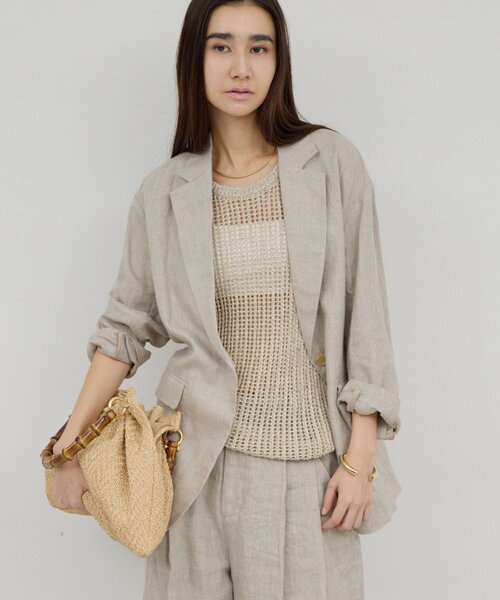 GALLARDAGALANTE（ガリャルダガランテ）の「【セットアップ対応】リネンジャケット（その他アウター・レディース・アイボリー/モカ・FREE）」の3枚目の写真