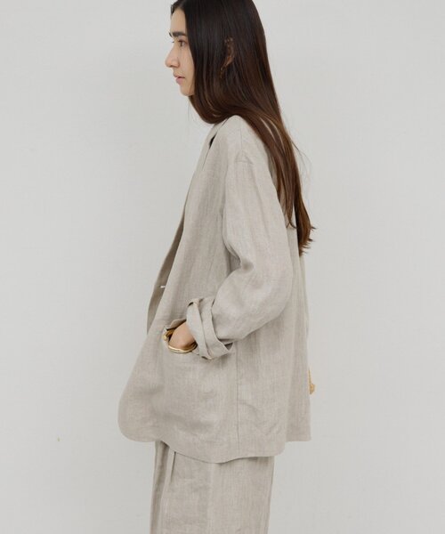 GALLARDAGALANTE（ガリャルダガランテ）の「【セットアップ対応】リネンジャケット（その他アウター・レディース・アイボリー/モカ・FREE）」の4枚目の写真