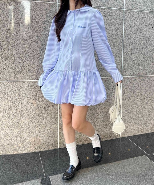 PHILLY(フィリー)の「バルーンミニシャツワンピース(ワンピース・レディース・ブルー/グレー・FREE)」の13枚目の写真