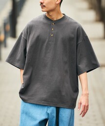 限定展開 9オンス Heavyweight ビッグシルエット ヘンリーネックTシャツ ヘビーウェイト