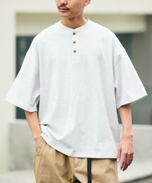 限定展開 9オンス Heavyweight ビッグシルエット ヘンリーネックTシャツ ヘビーウェイト