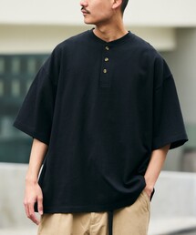限定展開 9オンス Heavyweight ビッグシルエット ヘンリーネックTシャツ ヘビーウェイト