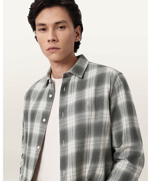 ALLSAINTS(オールセインツ)の「KELBY RAMSKULL CHECK SHIRT | KELBY ラムスカル チェック シャツ(シャツ/ブラウス・メンズ・グレー系その他・S/XS/L/M)」の2枚目の写真