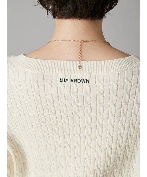 LILY BROWN(リリーブラウン)の「Lily Bearスタンプモチーフケーブルニット(ニット/セーター・レディース・ネイビー/ブルー/アイボリー・F)」の10枚目の写真