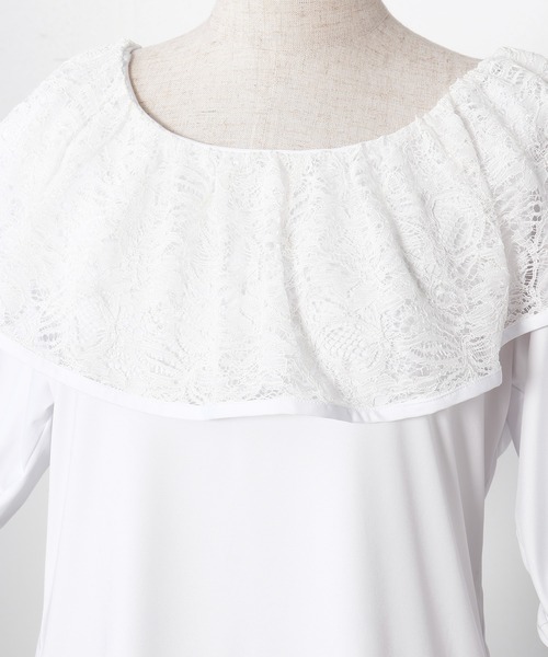 Maunaloa(マウナロア)の「【Maunaloa】レースフリルパフ袖トップス(その他トップス・レディース・ブラック/ホワイト・L/M)」の6枚目の写真