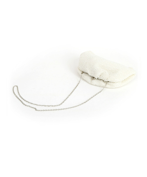 cache cache（カシュ カシュ）の「カシュカシュ cachecache / パール調ビーズ口金バッグ（クラッチバッグ・レディース・ホワイト/ライトベージュ・FREE）」の4枚目の写真