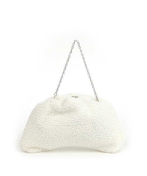 cache cache（カシュ カシュ）の「カシュカシュ cachecache / パール調ビーズ口金バッグ（クラッチバッグ・レディース・ホワイト/ライトベージュ・FREE）」の3枚目の写真