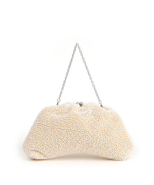 cache cache（カシュ カシュ）の「カシュカシュ cachecache / パール調ビーズ口金バッグ（クラッチバッグ・レディース・ホワイト/ライトベージュ・FREE）」の7枚目の写真