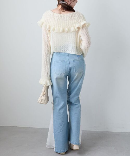 MAJESTIC LEGON(マジェスティックレゴン)の「キャミセットビッグカラーフリルカーデ(カーディガン/ボレロ・レディース・ブルー/ピンク/アイボリー/グレー・MEDIUM)」の9枚目の写真