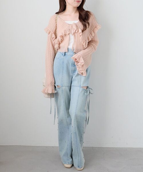 MAJESTIC LEGON(マジェスティックレゴン)の「キャミセットビッグカラーフリルカーデ(カーディガン/ボレロ・レディース・ブルー/ピンク/アイボリー/グレー・MEDIUM)」の15枚目の写真