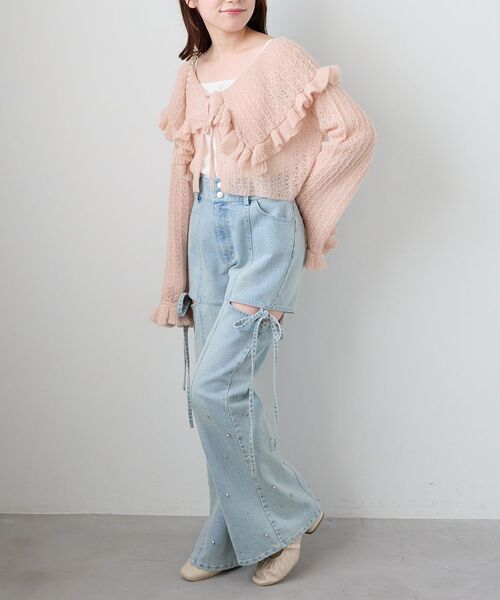 MAJESTIC LEGON(マジェスティックレゴン)の「キャミセットビッグカラーフリルカーデ(カーディガン/ボレロ・レディース・ブルー/ピンク/アイボリー/グレー・MEDIUM)」の16枚目の写真