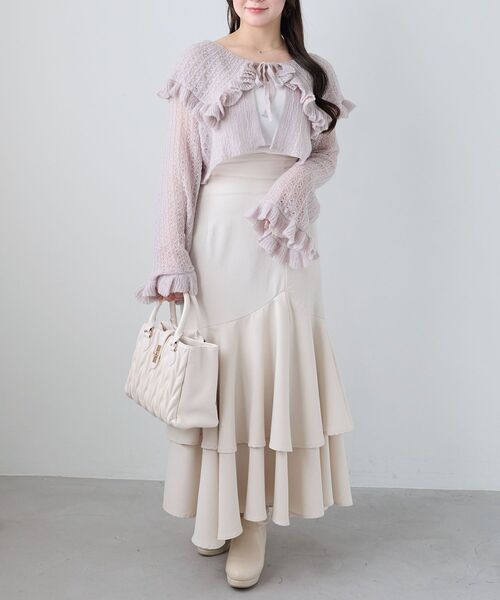 MAJESTIC LEGON(マジェスティックレゴン)の「キャミセットビッグカラーフリルカーデ(カーディガン/ボレロ・レディース・ブルー/ピンク/アイボリー/グレー・MEDIUM)」の8枚目の写真