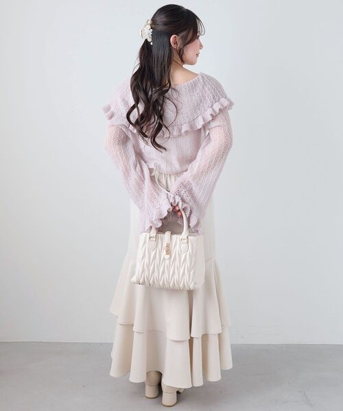 MAJESTIC LEGON(マジェスティックレゴン)の「キャミセットビッグカラーフリルカーデ(カーディガン/ボレロ・レディース・ブルー/ピンク/アイボリー/グレー・MEDIUM)」の10枚目の写真