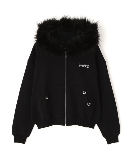 L.H.P（エルエイチピー）の「SUPPLIER/サプライヤー/【LHP EXCLUSIVE】FAUX FUR CROPPED CROSS ZIP HOODIE（パーカー・メンズ・シルバー/ピンク・XL/L/M）」の6枚目の写真
