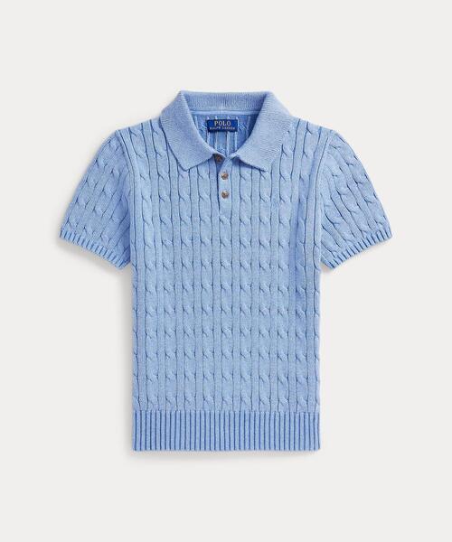 POLO RALPH LAUREN CHILDRENSWEAR(ポロ ラルフ ローレン チルドレンズウェア)の「ケーブルニット コットン ポロカラー セーター(ニット/セーター・キッズ・ブルー・L/M)」の7枚目の写真