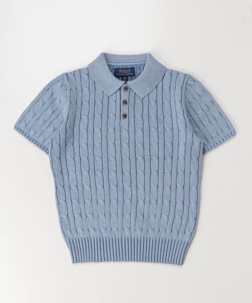 POLO RALPH LAUREN CHILDRENSWEAR(ポロ ラルフ ローレン チルドレンズウェア)の「ケーブルニット コットン ポロカラー セーター(ニット/セーター・キッズ・ブルー・L/M)」の3枚目の写真