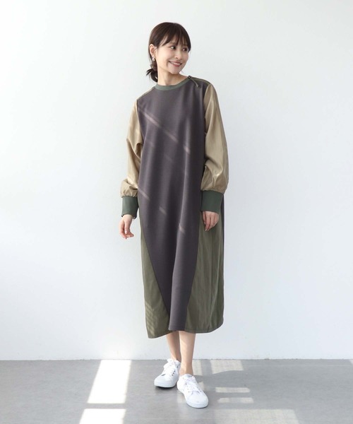 Jines(ジネス)の「MA-1ライクドッキングワンピース(ワンピース・レディース・ブラック/グレー/チャコールグレー・38)」の22枚目の写真