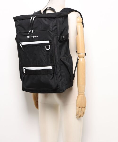 Champion（チャンピオン）の「チャンピオン リュックサック ボックス型 通学 65463（バックパック/リュック・メンズ・ブラック×ホワイト/ブラック×グリーン/ブラック×ピンク/ベージュ×ブラック・FREE）」の19枚目の写真