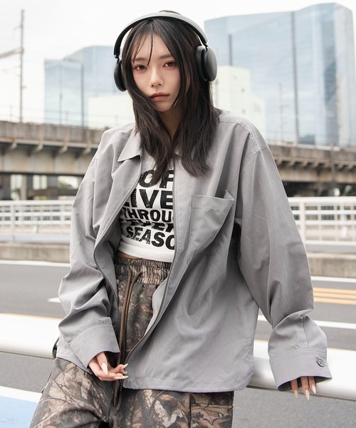 WEGO(ウィゴー)の「WEGO/フェイクスウェードシャツジャケット(ブルゾン・メンズ・ブラック/グレー・MEDIUM/LARGE)」の6枚目の写真