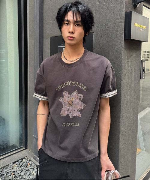 BEGIN202（ビギン202）の「ドライフラワークロップロールアップTシャツ[ウォッシュドチャコール]（Tシャツ/カットソー・メンズ・その他・1/2/3）」の6枚目の写真