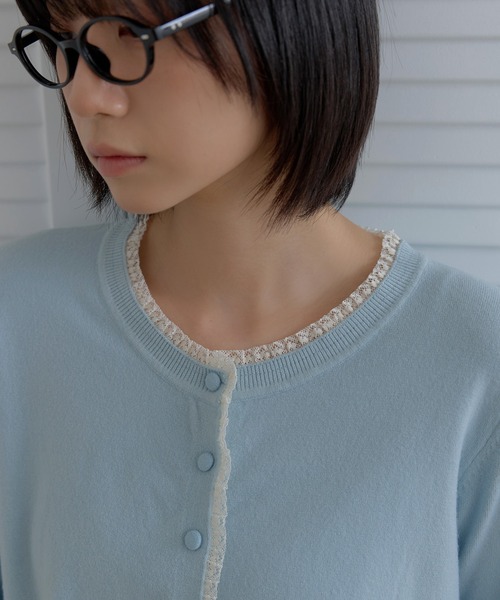 UNE MANSION(ユヌマンション)の「【羽織り・冷房・日除け対策に!】ラブリーレースベーシックニットカーディガン(カーディガン/ボレロ・レディース・ブラック/オートミール/スカイブルー・FREE)」の19枚目の写真