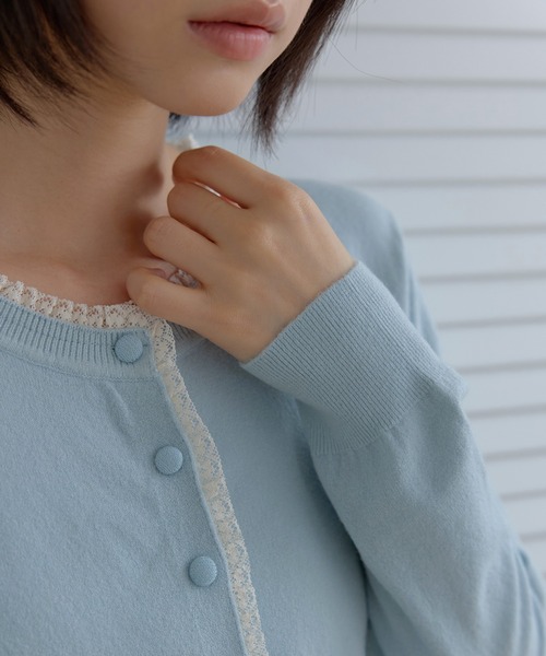 UNE MANSION(ユヌマンション)の「【羽織り・冷房・日除け対策に!】ラブリーレースベーシックニットカーディガン(カーディガン/ボレロ・レディース・ブラック/オートミール/スカイブルー・FREE)」の20枚目の写真