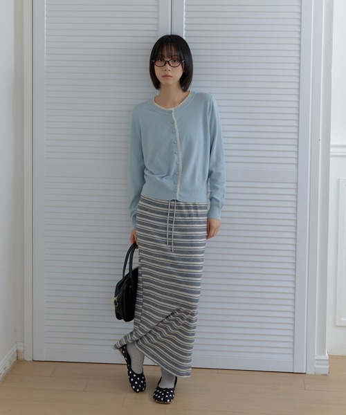 UNE MANSION(ユヌマンション)の「【羽織り・冷房・日除け対策に!】ラブリーレースベーシックニットカーディガン(カーディガン/ボレロ・レディース・ブラック/オートミール/スカイブルー・FREE)」の22枚目の写真