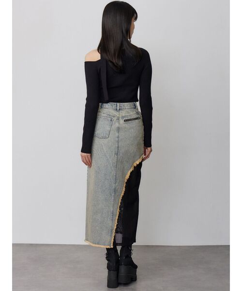 MURUA（ムルーア）の「メッシュスウィッチデニムスカート（デニムスカート・レディース・ブラック/ブルー・2/1）」の6枚目の写真