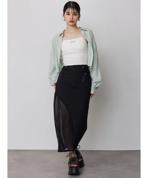 MURUA（ムルーア）の「メッシュスウィッチデニムスカート（デニムスカート・レディース・ブラック/ブルー・2/1）」の9枚目の写真