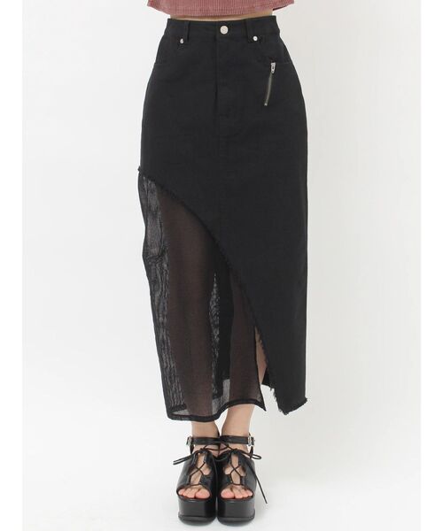 MURUA（ムルーア）の「メッシュスウィッチデニムスカート（デニムスカート・レディース・ブラック/ブルー・2/1）」の17枚目の写真