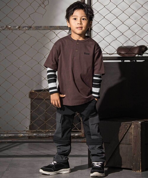 WASK（ワスク）の「バイカラーコンバーチブルパンツ（カーゴパンツ・キッズ・グリーン/ブラック・140cm/160cm/130cm/150cm）」の5枚目の写真