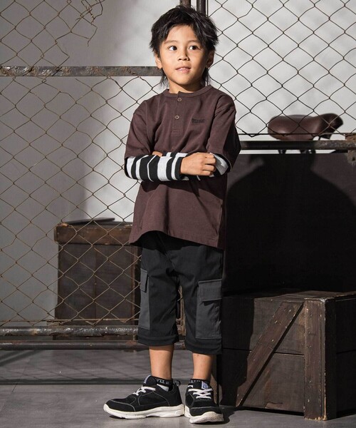 WASK（ワスク）の「バイカラーコンバーチブルパンツ（カーゴパンツ・キッズ・グリーン/ブラック・140cm/160cm/130cm/150cm）」の6枚目の写真