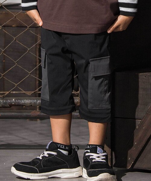 WASK（ワスク）の「バイカラーコンバーチブルパンツ（カーゴパンツ・キッズ・グリーン/ブラック・140cm/160cm/130cm/150cm）」の7枚目の写真