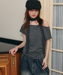 【Unblend】マフラーセット サイドギャザー ワンショルダー 2WAY アソート 半袖Tシャツ