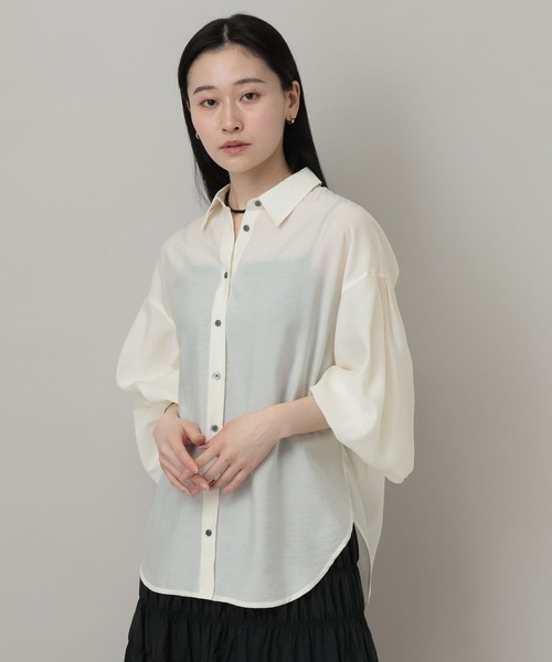 A part by（アパートバイ）の「【接触冷感】シアーオーバーシャツ_長袖（シャツ/ブラウス・レディース・イエロー系その他2/ブルー系その他3/ブラック/アイボリー・FREE）」の10枚目の写真