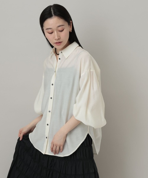 A part by（アパートバイ）の「【接触冷感】シアーオーバーシャツ_長袖（シャツ/ブラウス・レディース・イエロー系その他2/ブルー系その他3/ブラック/アイボリー・FREE）」の11枚目の写真